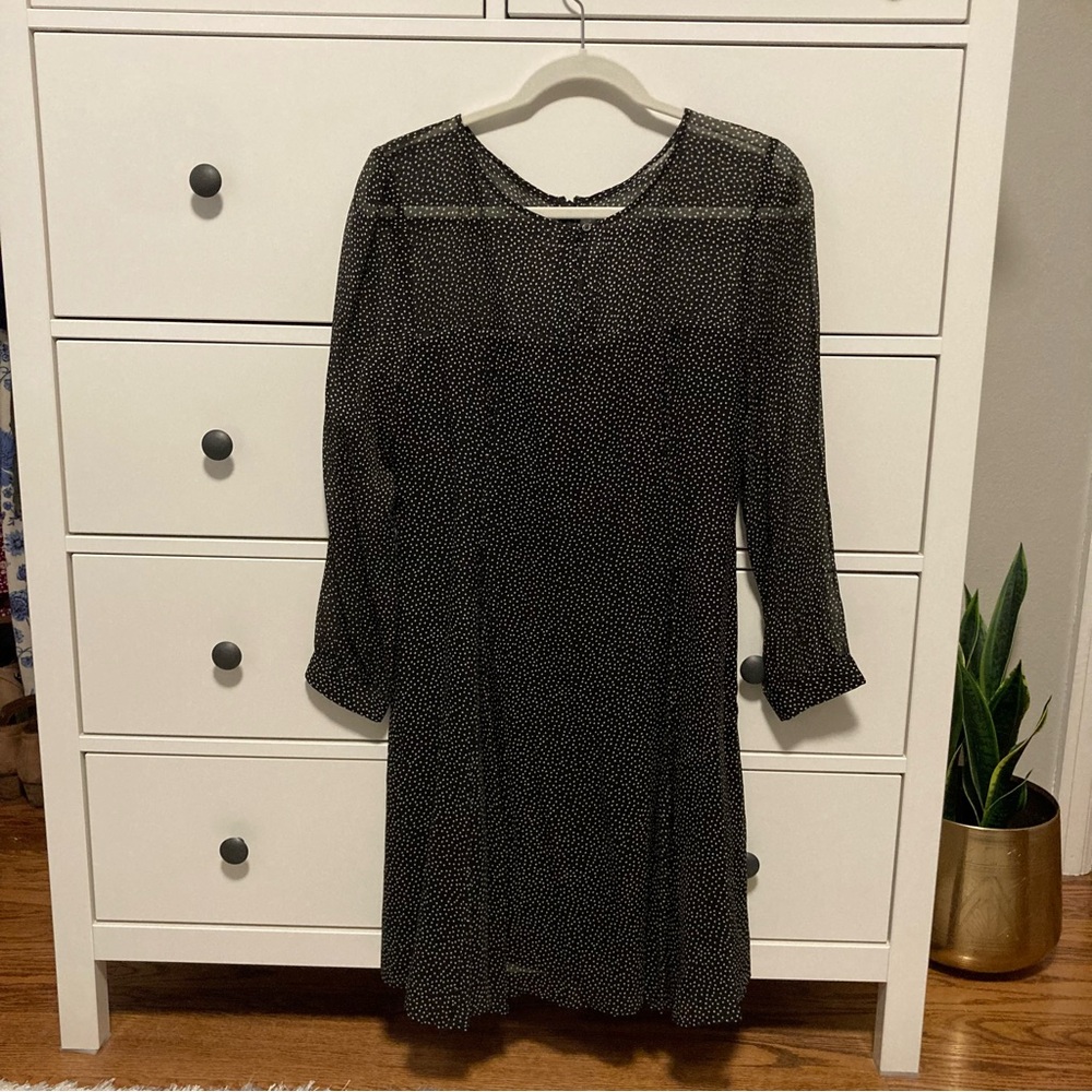 J.Crew Sheer Black Polka Dot Dress